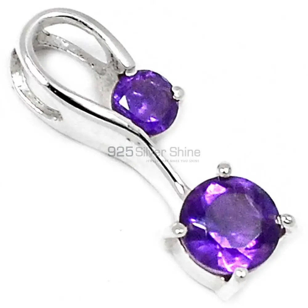 925 Fine Silver Pendants In Amethyst Gemstone Jewelry 925SSP340-1_0