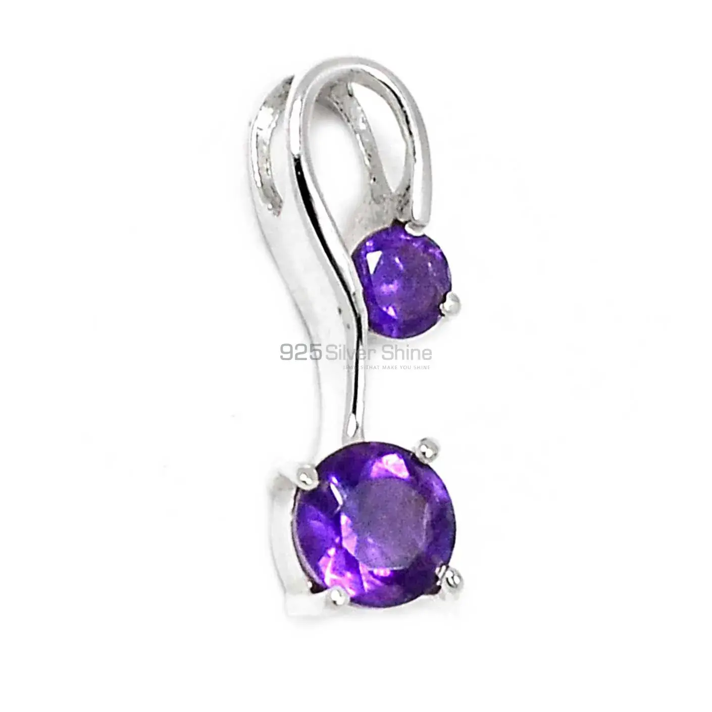 925 Fine Silver Pendants In Amethyst Gemstone Jewelry 925SSP340-1_1