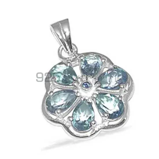 925 Fine Silver Pendants In Blue Topaz Gemstone Jewelry 925SP1370_0