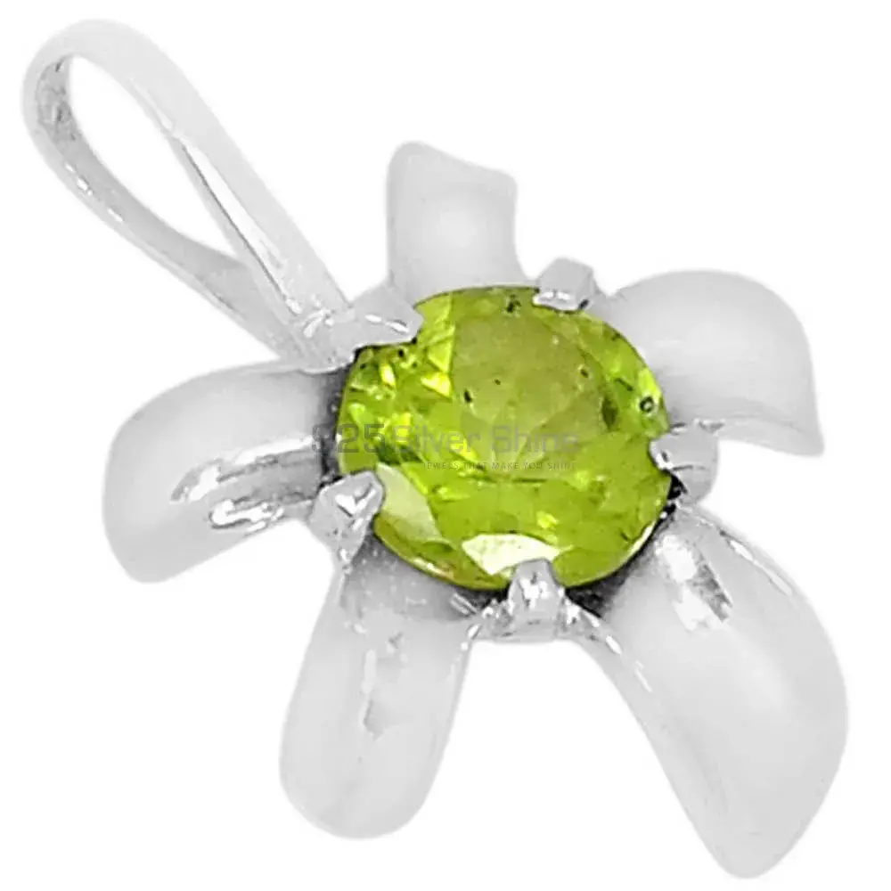 925 Fine Silver Pendants In Peridot Gemstone Jewelry 925SSP312-6_0