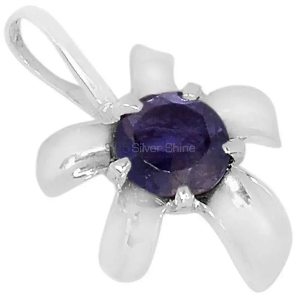 925 Solid Silver Pendants In Blue Sapphire Gemstone Jewelry 925SSP312-5_0