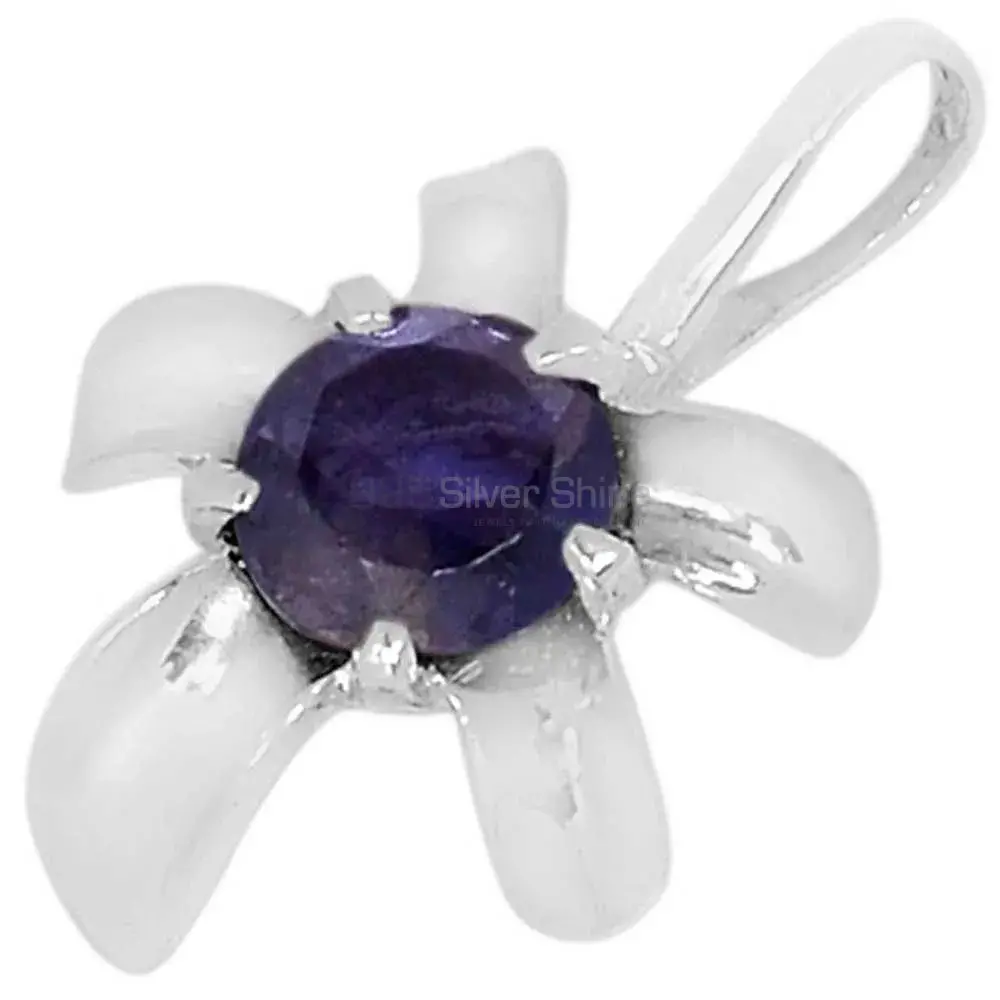 925 Solid Silver Pendants In Blue Sapphire Gemstone Jewelry 925SSP312-5_1