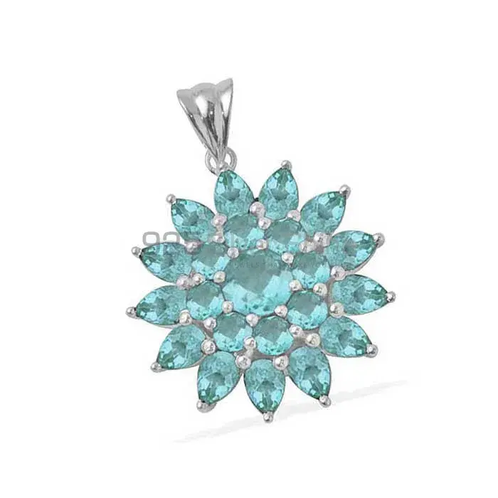 925 Solid Silver Pendants In Blue Topaz Gemstone Jewelry 925SP1669_1