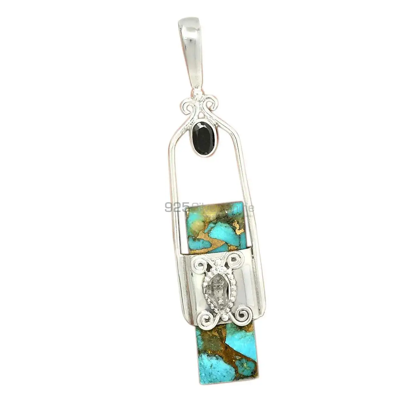 925 Solid Silver Pendants In Multi Gemstone Jewelry 925SP61-4_3