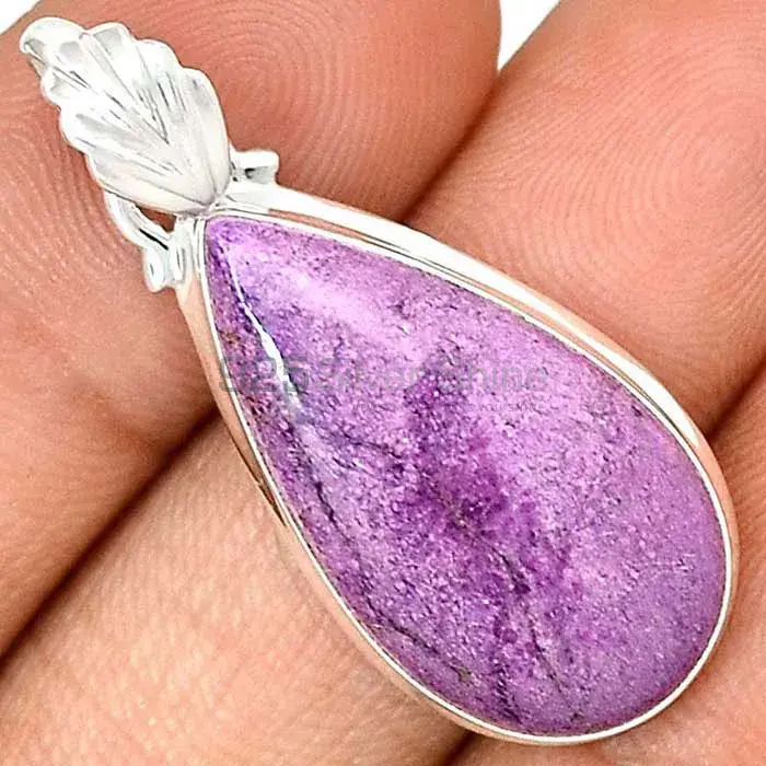 925 Solid Silver Pendants In Purpurite Gemstone Jewelry 925SP147_1