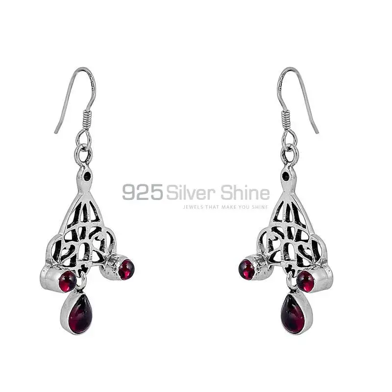 925 Sterling Silver Earring In Natural Garnet Gemstone Jewellery 925SE51_1