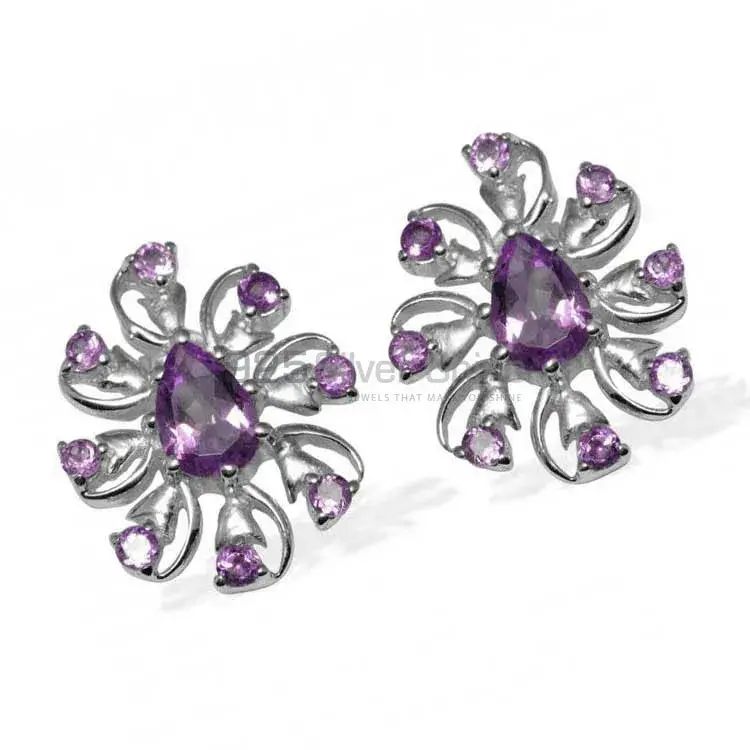 925 Sterling Silver Earrings In Genuine Amethyst Gemstone 925SE960_0