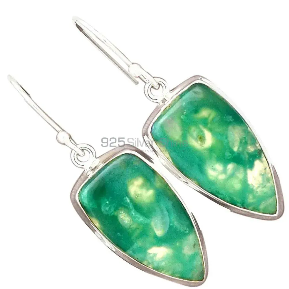 925 Sterling Silver Earrings In Genuine Chrysoprase Gemstone 925SE2280_2