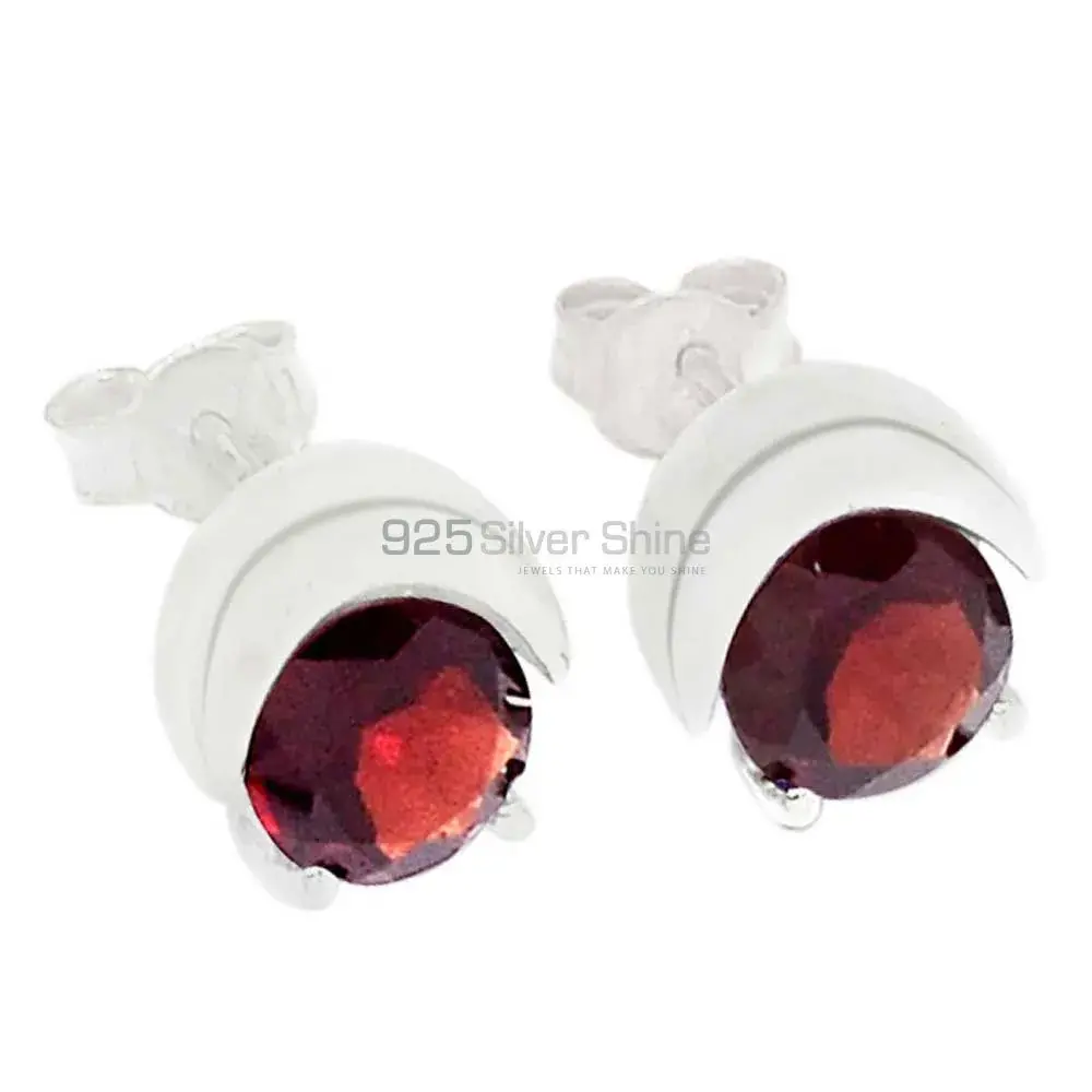 925 Sterling Silver Earrings In Genuine Garnet Gemstone 925SE328_0