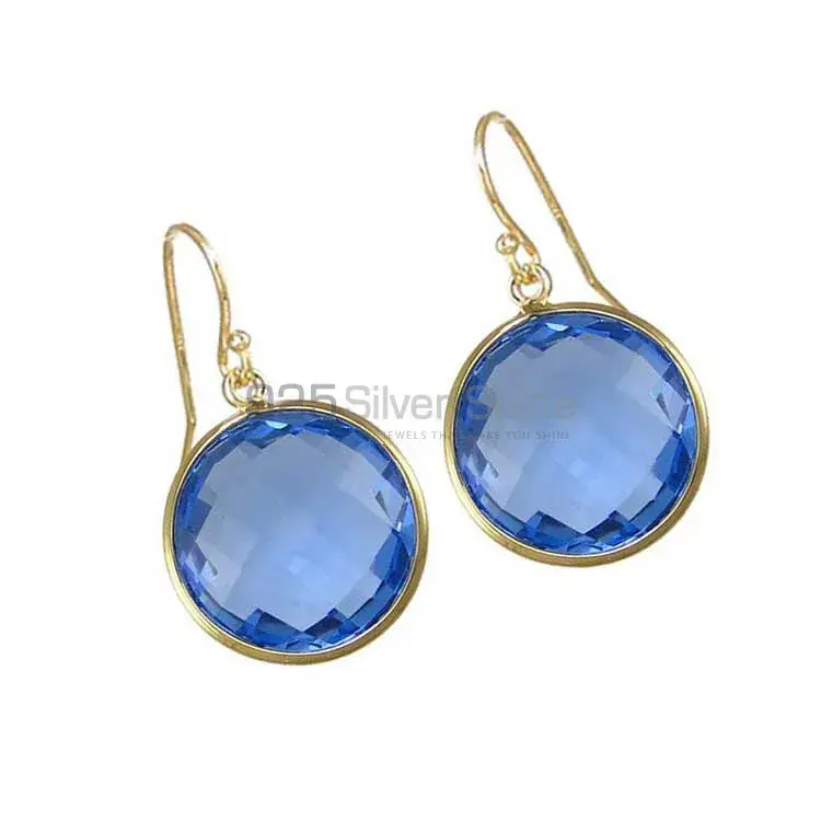925 Sterling Silver Earrings In Genuine hydro blue Topaz Gemstone 925SE1942_1