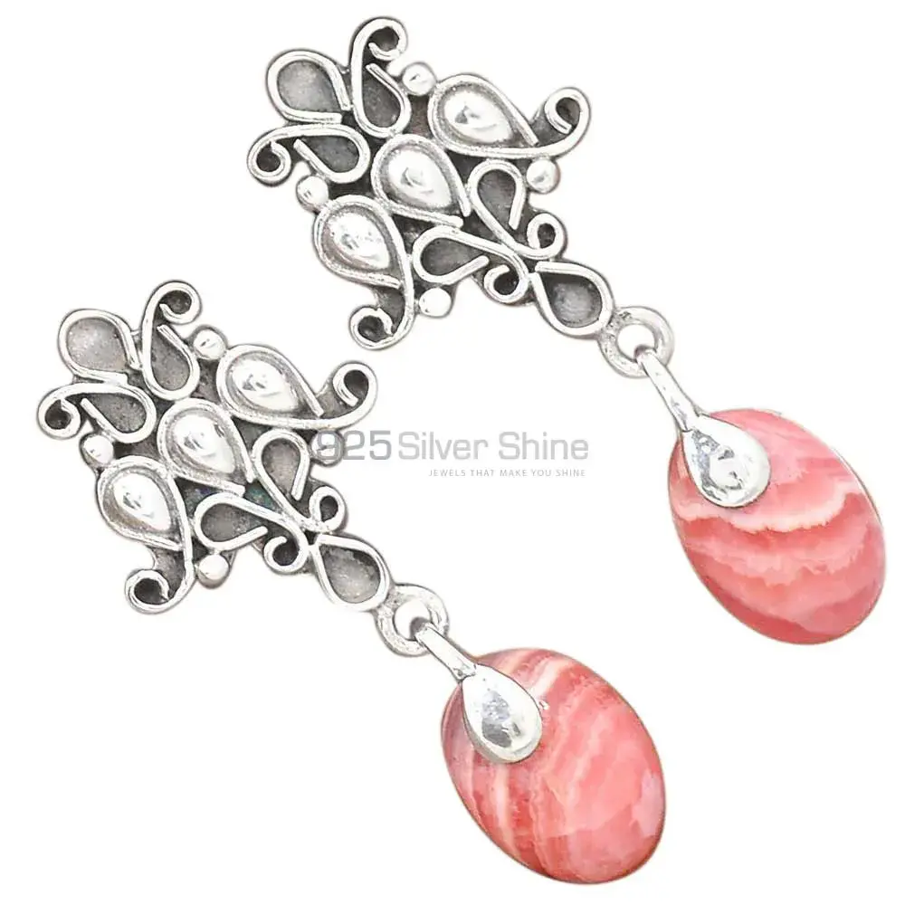 925 Sterling Silver Earrings In Genuine Rhodochrosite Gemstone 925SE2043_2