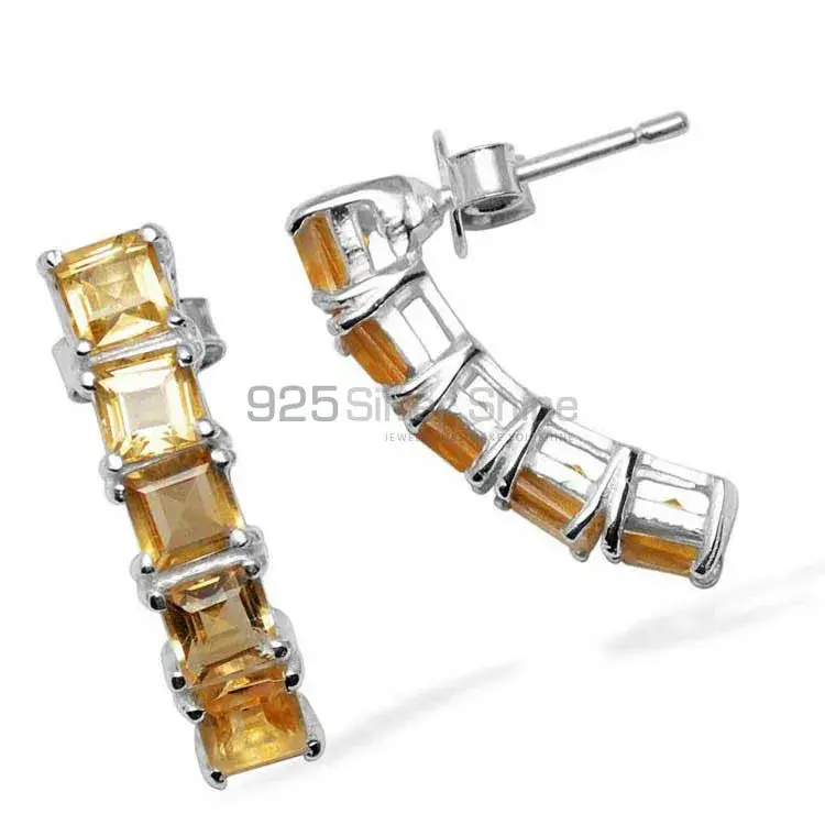 925 Sterling Silver Earrings In Natural Citrine Gemstone 925SE958_1