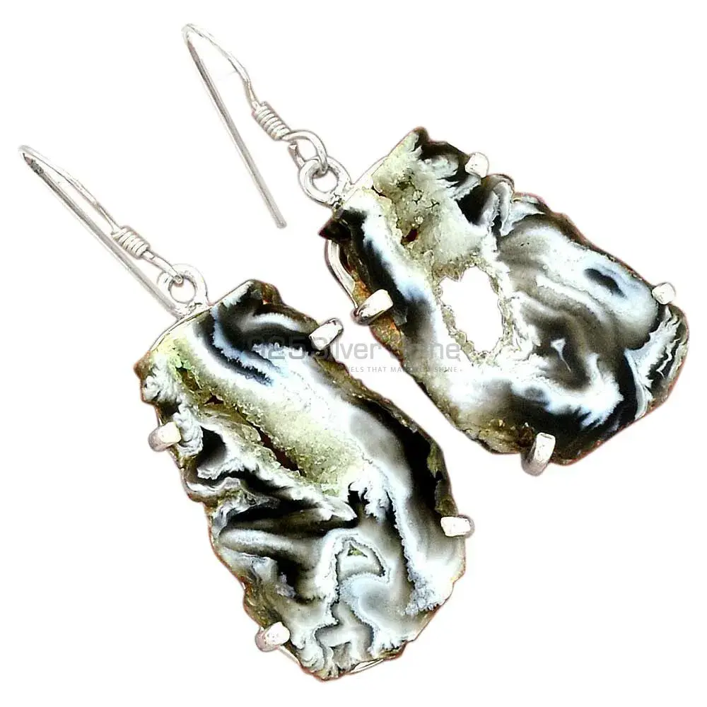 925 Sterling Silver Earrings In Natural Geode Druzy Gemstone 925SE2199_2