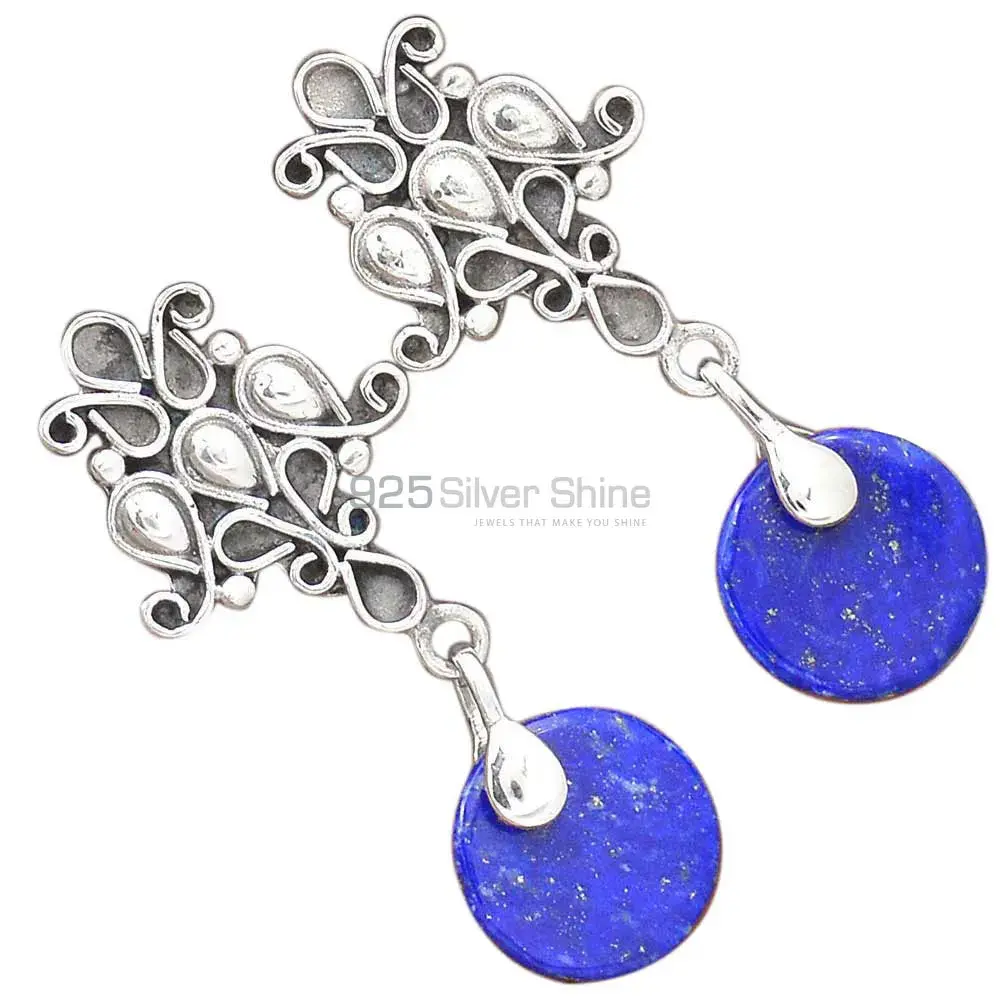 925 Sterling Silver Earrings In Natural Lapis Gemstone 925SE2041_2