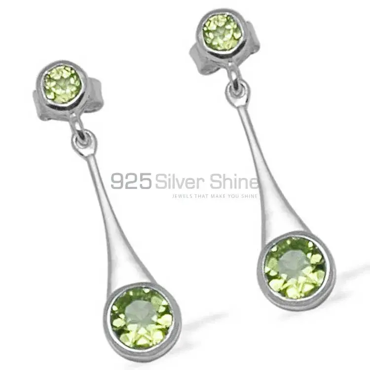 925 Sterling Silver Earrings In Natural Peridot Gemstone 925SE721_1