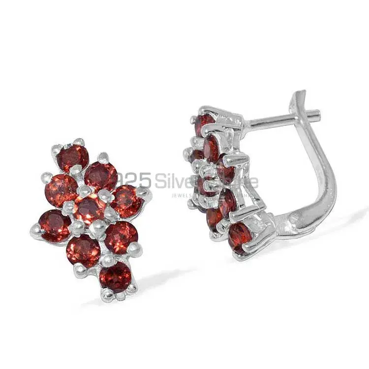 925 Sterling Silver Earrings In Semi Precious Garnet Gemstone 925SE880_0