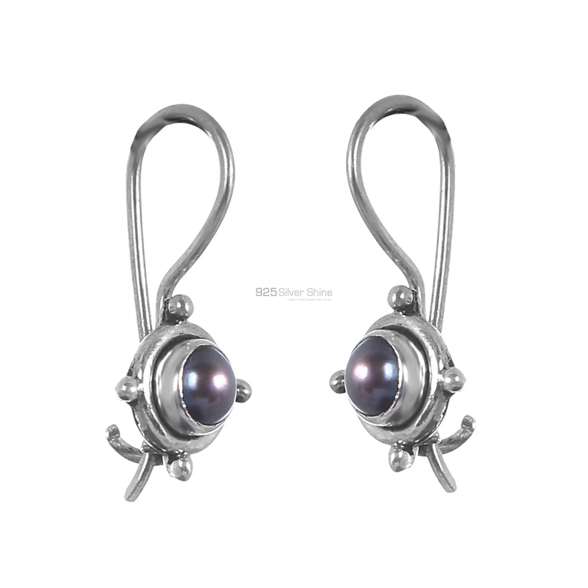 925 Sterling Silver Earrings In Semi Precious Pearl Gemstone 925SE248_1
