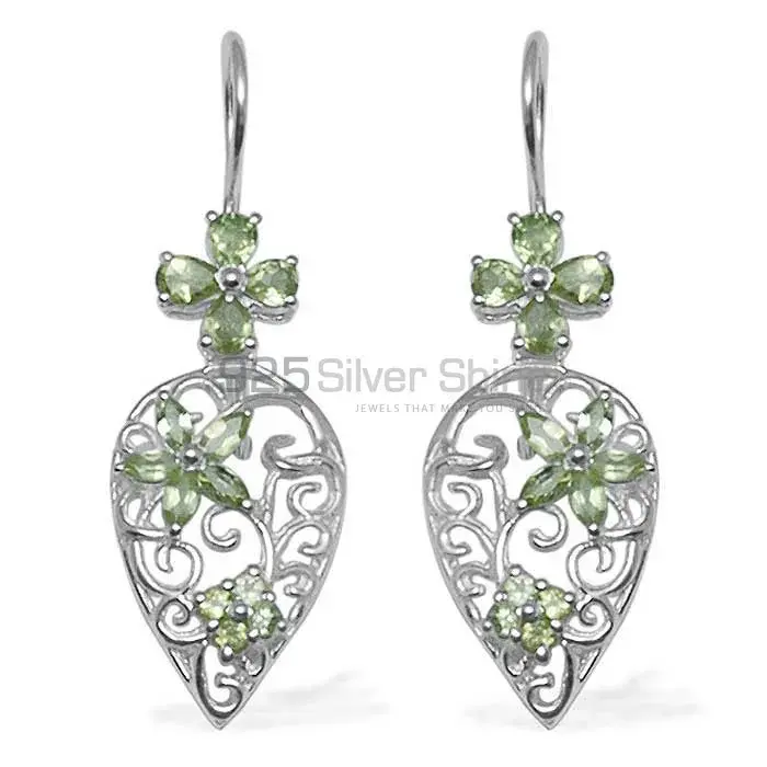 925 Sterling Silver Earrings In Semi Precious Peridot Gemstone 925SE722_0