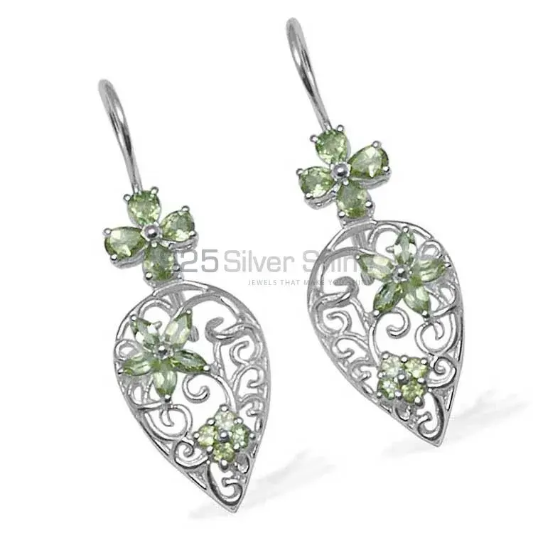 925 Sterling Silver Earrings In Semi Precious Peridot Gemstone 925SE722_1