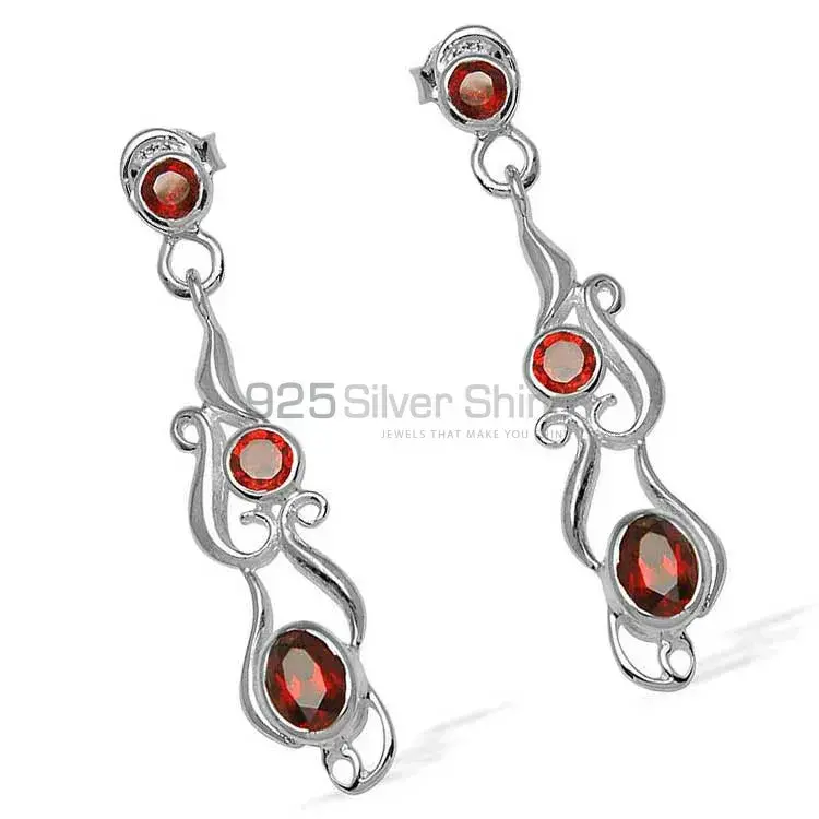 925 Sterling Silver Earrings In Genuine Garnet Gemstone 925SE775_1