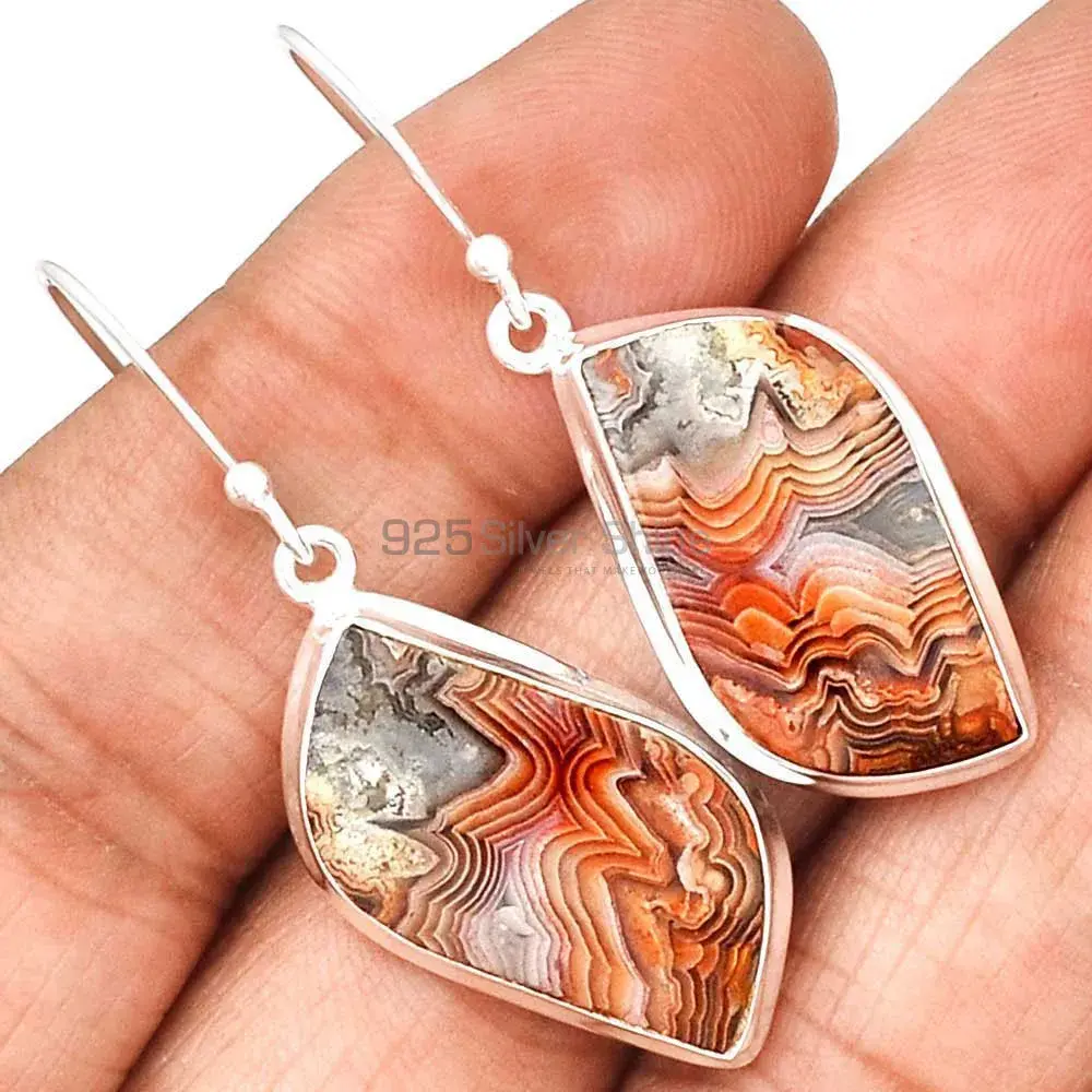 925 Sterling Silver Earrings In Genuine Mexican Laguna Lace Gemstone 925SE2253_1