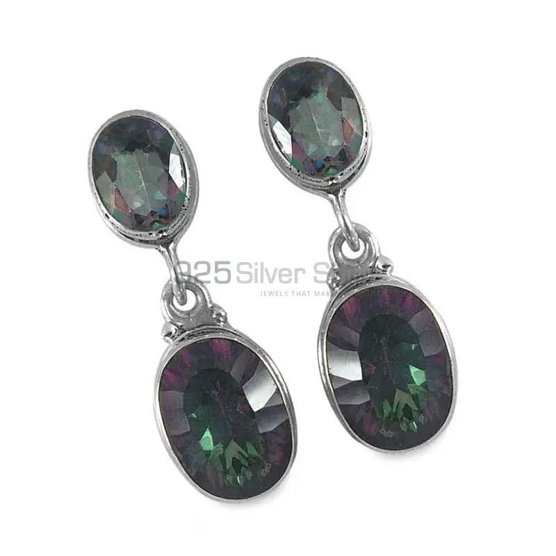 925 Sterling Silver Earrings In Genuine Mystic Topaz Gemstone 925SE1319_1