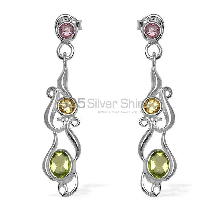 925 Sterling Silver Earrings In Natural Multi Gemstone 925SE773_0