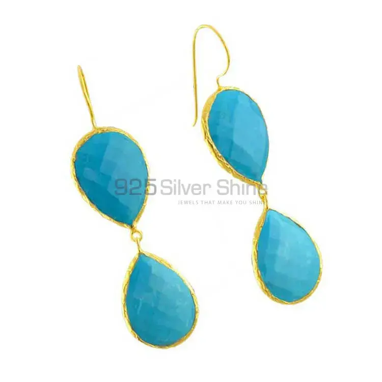 925 Sterling Silver Earrings In Natural Turquoise Gemstone 925SE1992_1