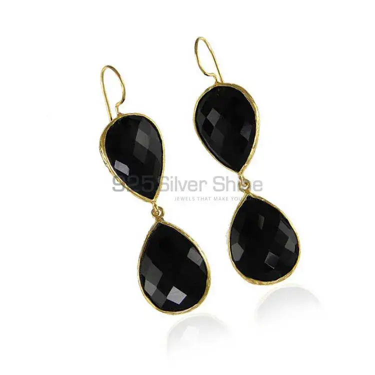 925 Sterling Silver Earrings In Semi Precious Black Onyx Gemstone 925SE1993_1