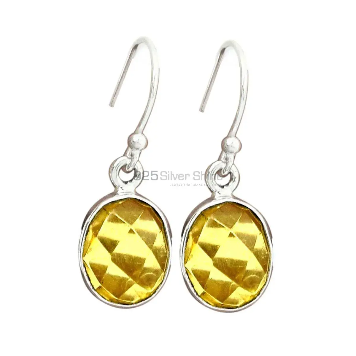 925 Sterling Silver Earrings In Semi Precious Citrine Gemstone 925SE2751_4