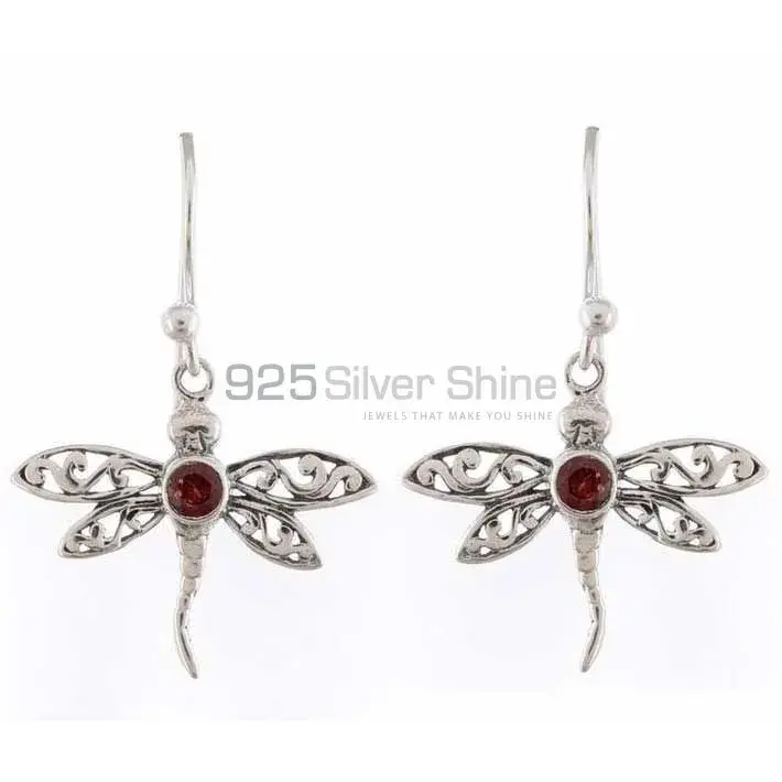925 Sterling Silver Earrings In Semi Precious Garnet Gemstone 925SE1160_0