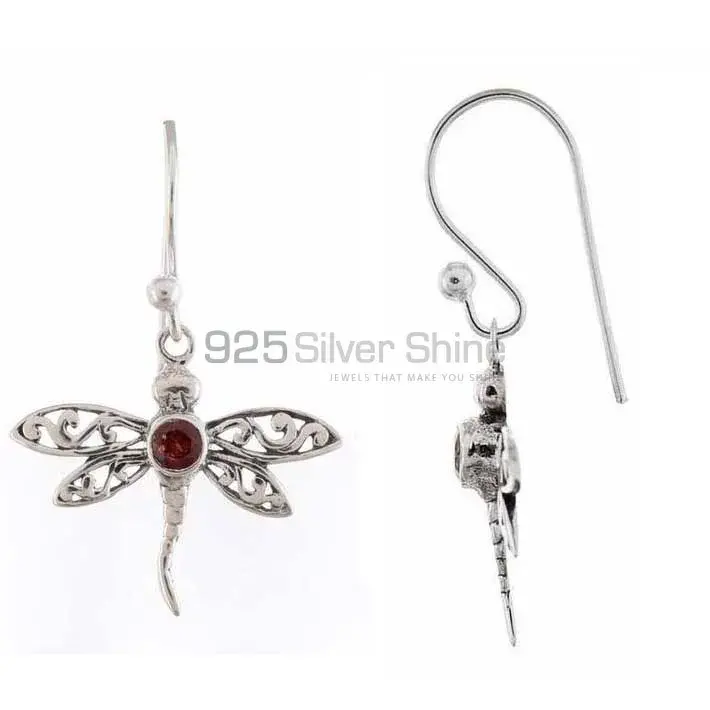 925 Sterling Silver Earrings In Semi Precious Garnet Gemstone 925SE1160_1