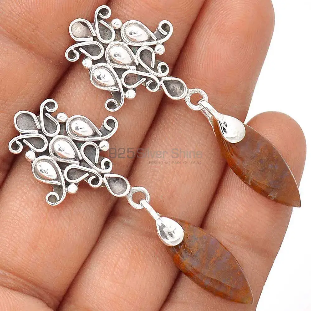 925 Sterling Silver Earrings In Genuine Jasper Gemstone 925SE2046_2