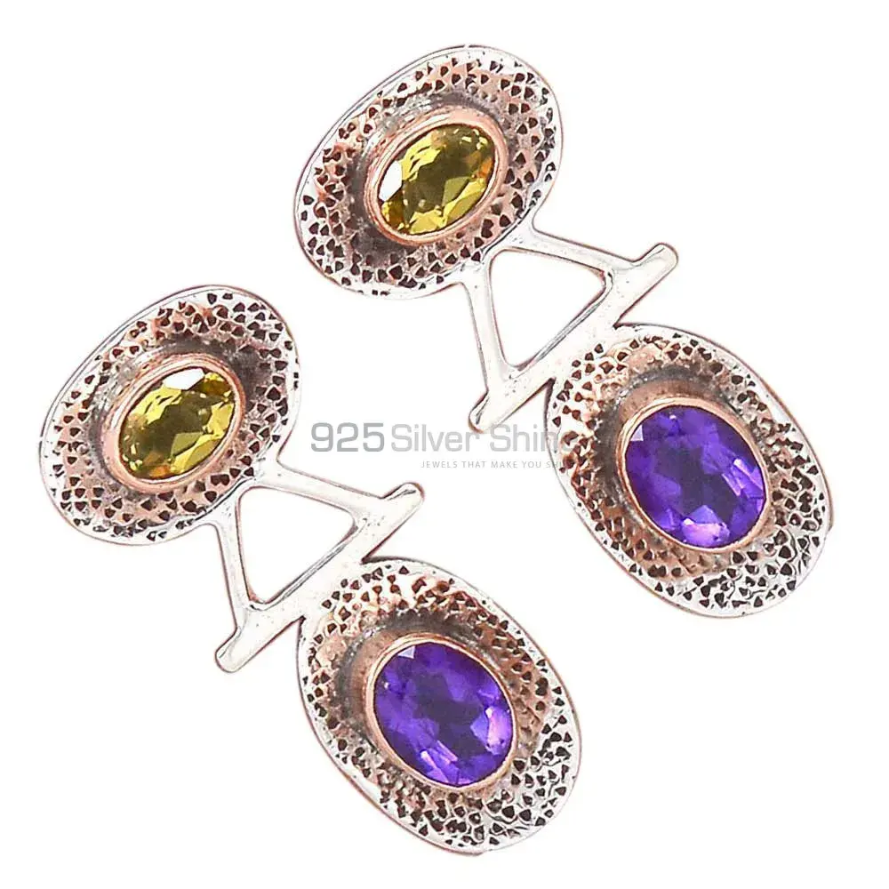 925 Sterling Silver Earrings In Genuine Multi Gemstone 925SE2125_2