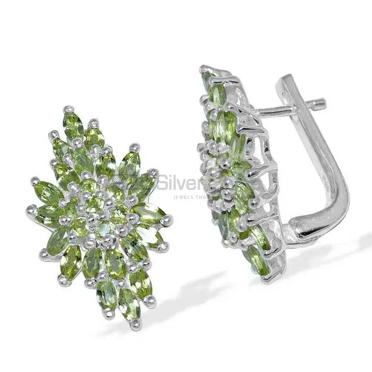 925 Sterling Silver Earrings In Genuine Peridot Gemstone 925SE884_1