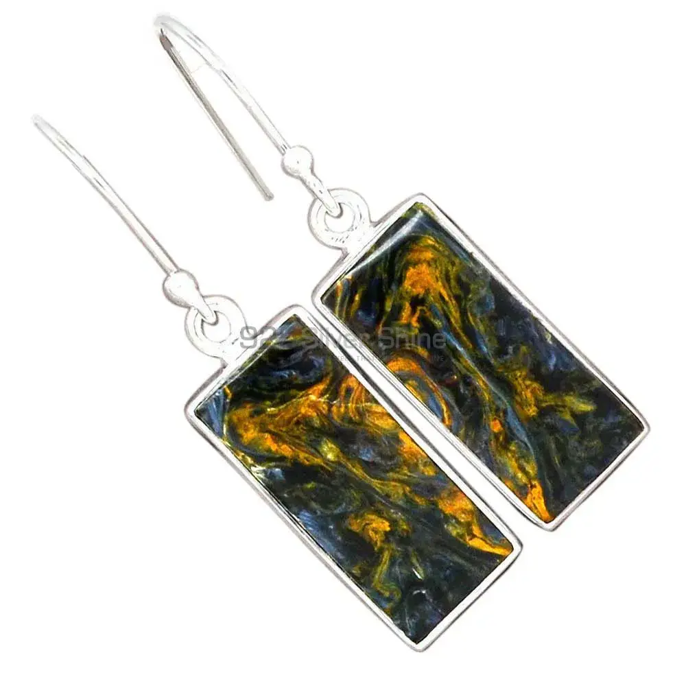 925 Sterling Silver Earrings In Genuine Pietersite Gemstone 925SE2362_4