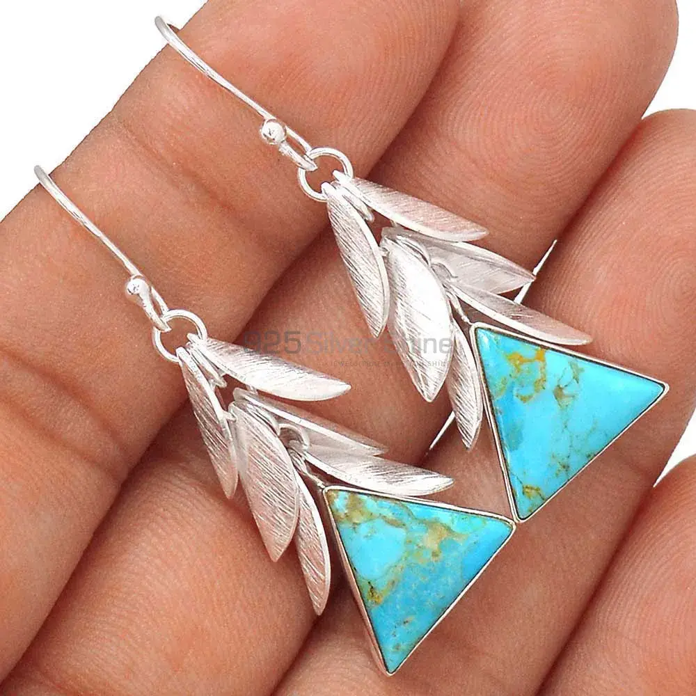 925 Sterling Silver Earrings In Genuine Turquoise Gemstone 925SE2996_2