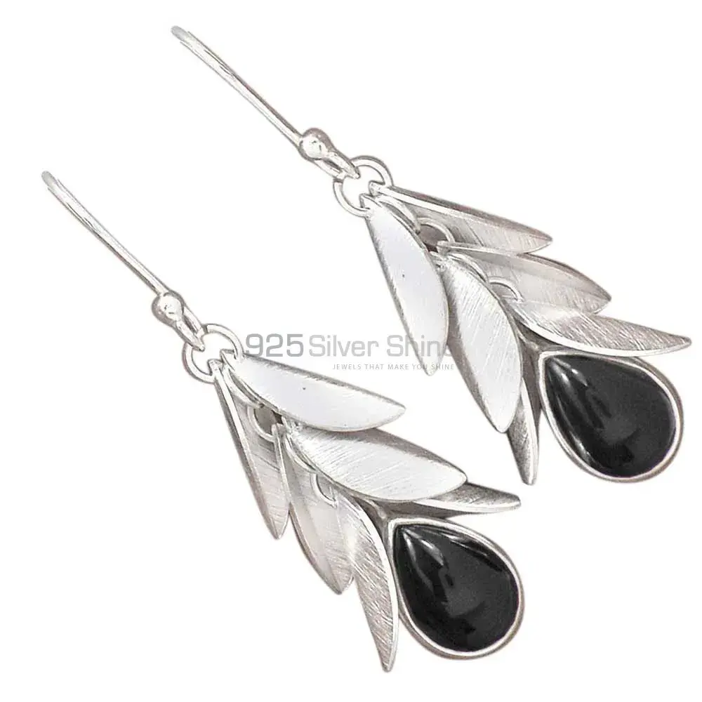 925 Sterling Silver Earrings In Natural Black Onyx Gemstone 925SE2994_0