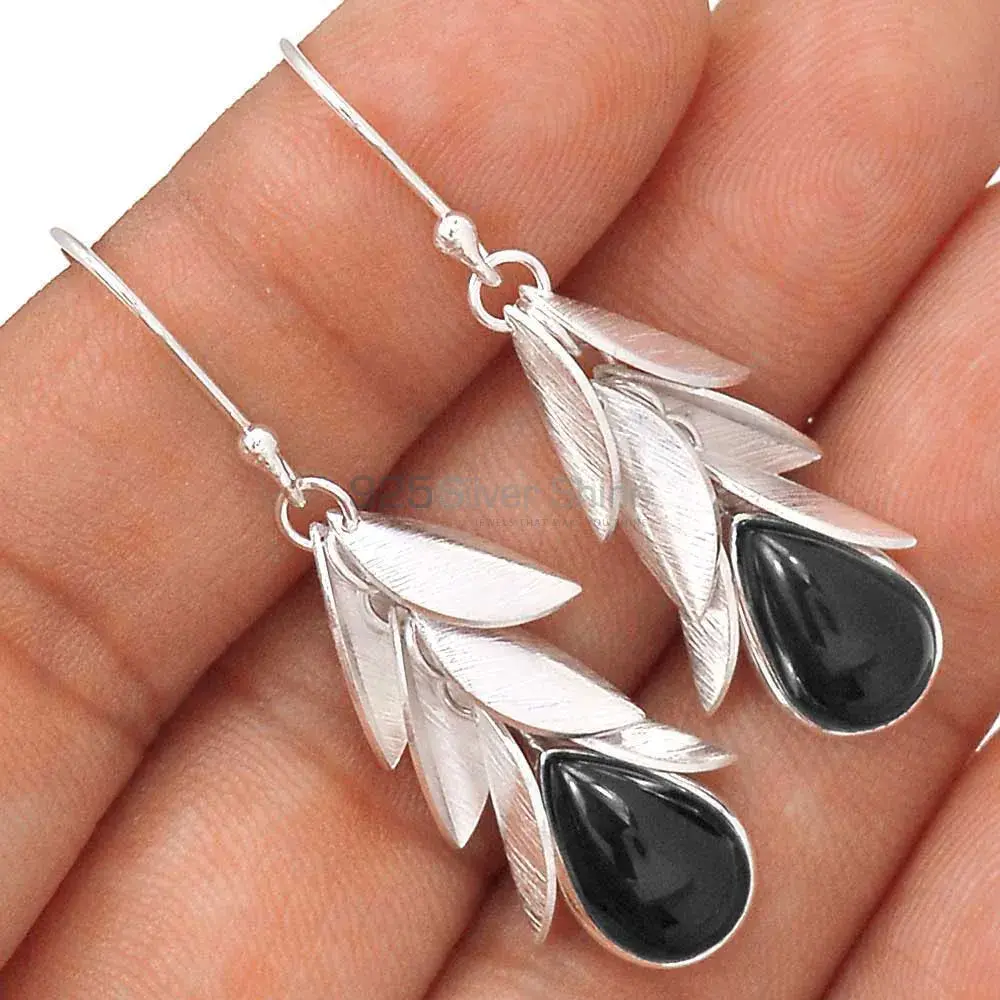 925 Sterling Silver Earrings In Natural Black Onyx Gemstone 925SE2994_1