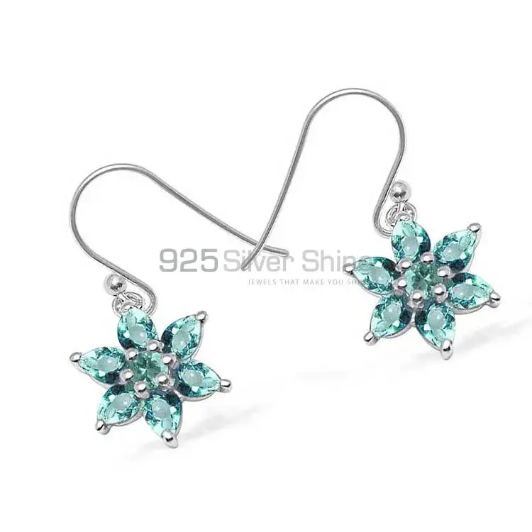 925 Sterling Silver Earrings In Natural Blue Topaz Gemstone 925SE1040_0