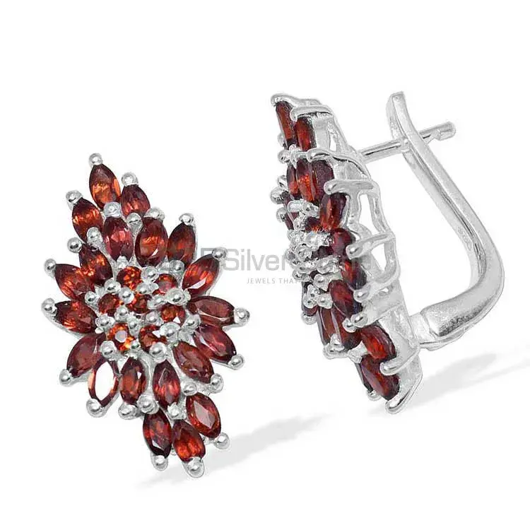 925 Sterling Silver Earrings In Natural Garnet Gemstone 925SE882_1