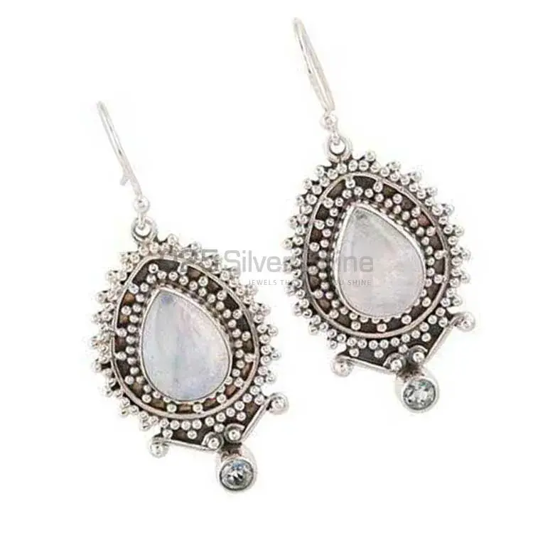 925 Sterling Silver Earrings In Natural Rainbow Moonstone 925SE2022_1