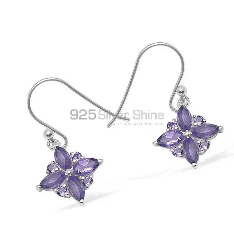 925 Sterling Silver Earrings In Semi Precious Amethyst Gemstone 925SE1041_0