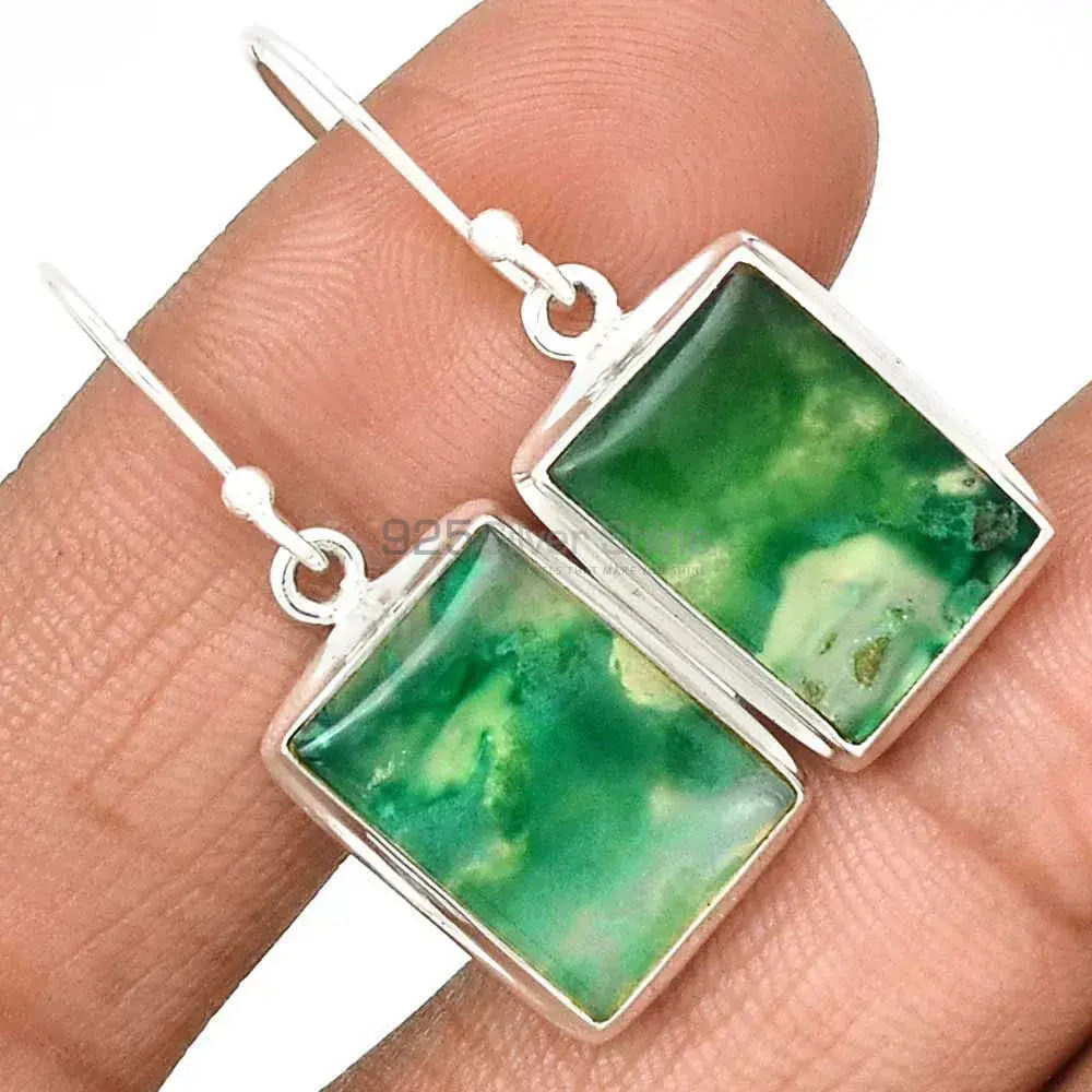 925 Sterling Silver Earrings In Semi Precious Chrysoprase Gemstone 925SE2282_2