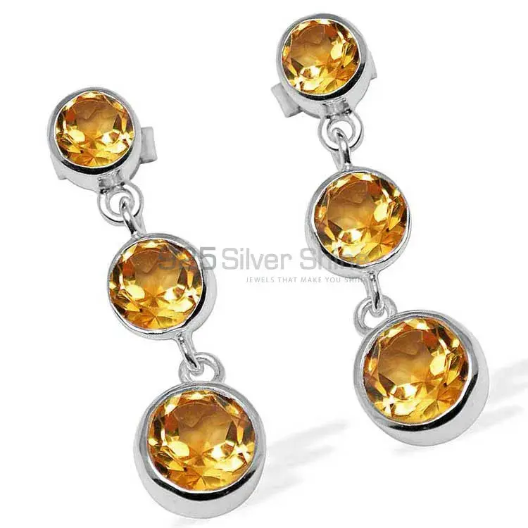 925 Sterling Silver Earrings In Semi Precious Citrine Gemstone 925SE1120_1