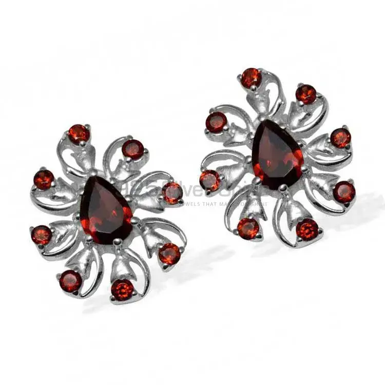 925 Sterling Silver Earrings In Semi Precious Garnet Gemstone 925SE962_0