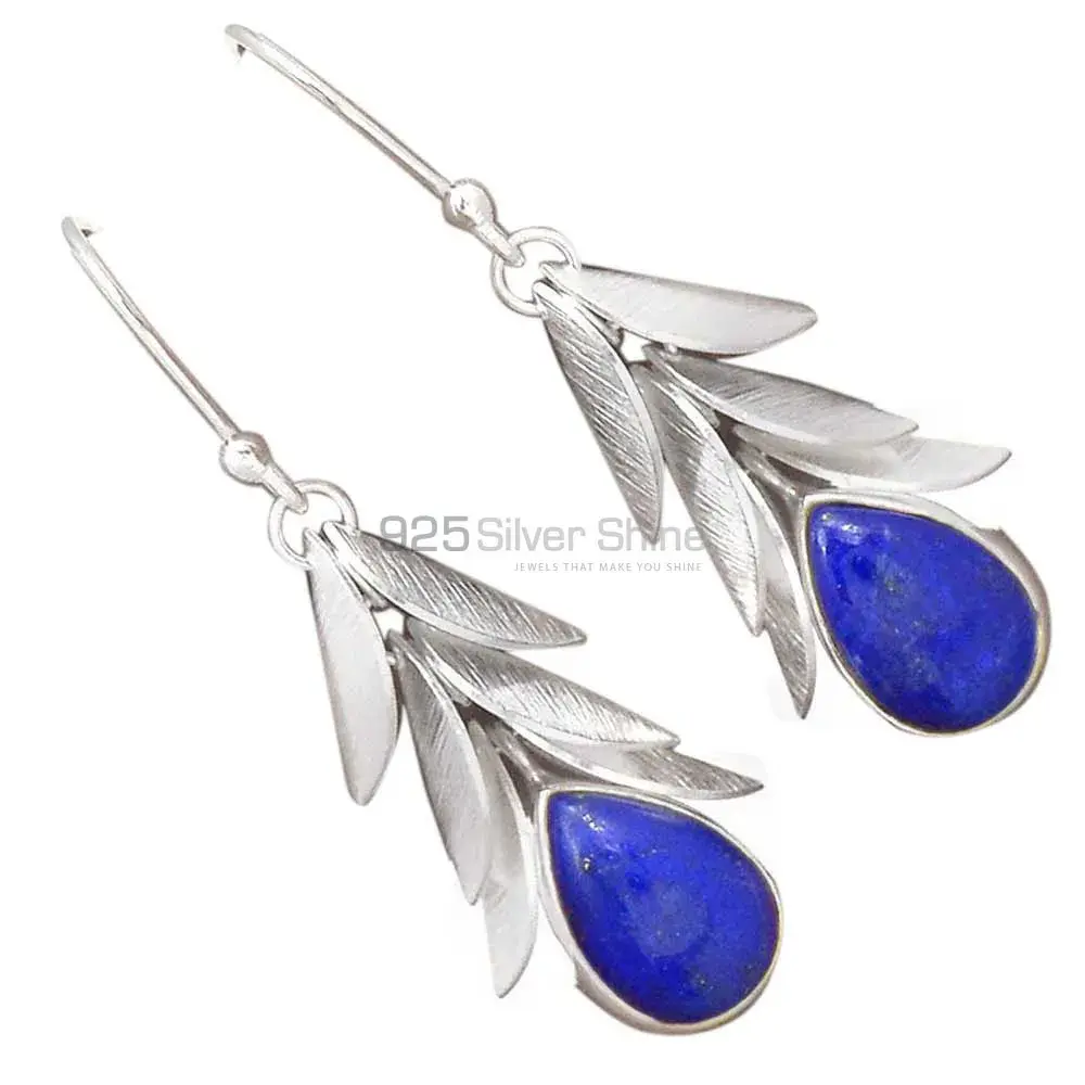 925 Sterling Silver Earrings In Semi Precious Lapis Gemstone 925SE2995_1