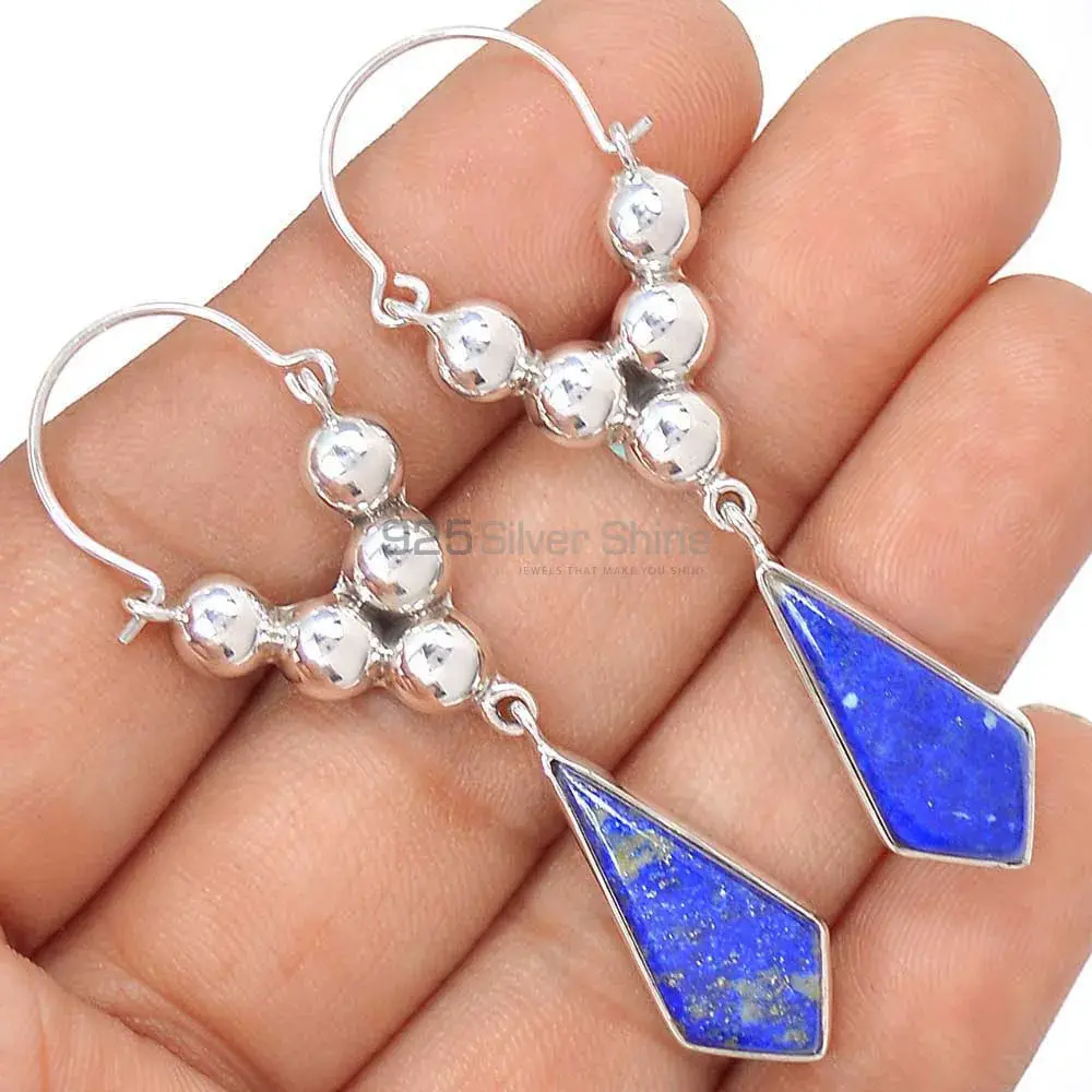 925 Sterling Silver Earrings In Semi Precious Lapis Gemstone 925SE3074_1
