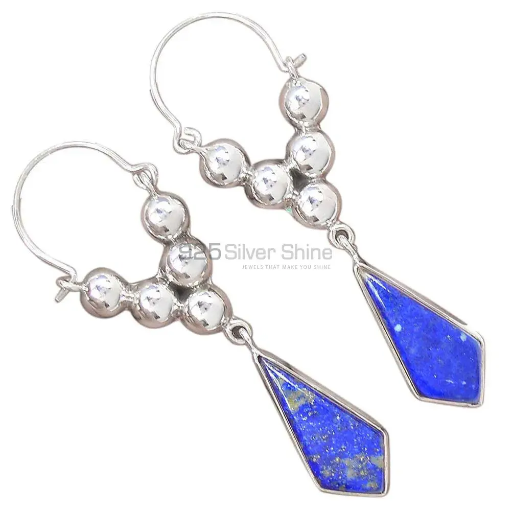 925 Sterling Silver Earrings In Semi Precious Lapis Gemstone 925SE3074_2