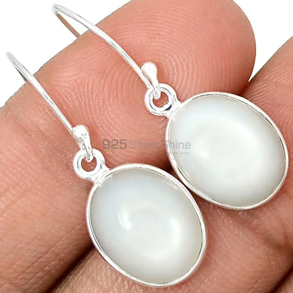 925 Sterling Silver Earrings In Semi Precious Mother Of Pearl Gemstone 925SE2361_1